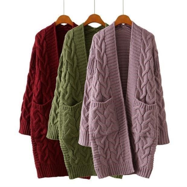 Emmett | Womens Cardigan Knitted Cable Twist Open Front Sweater