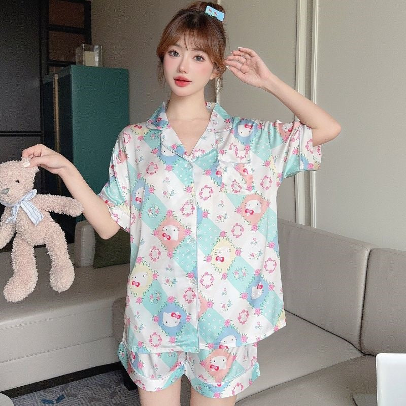 Odette | Womens Short Sleeve Satin Pyjama Set