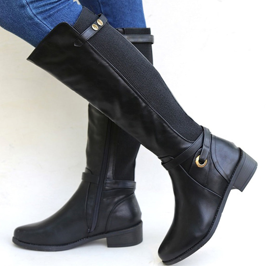 Juniper | Womens Knee High Chunky Heel Side Zip Boots - 3