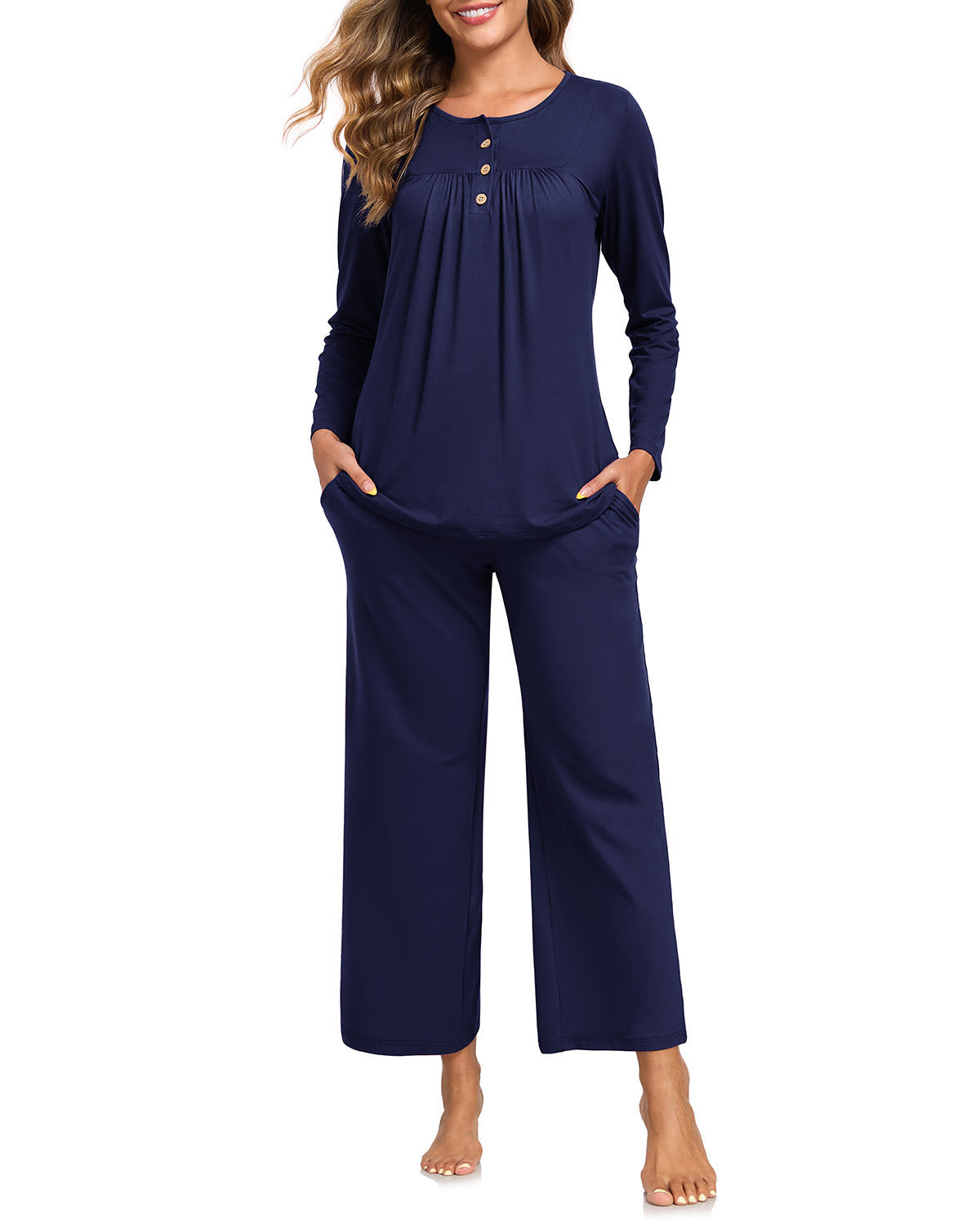 Harriet | Womens Long Sleeve Pyjama Set With Pockets Loungewear