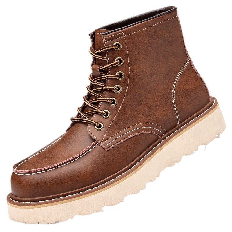 Florian | Mens Leather Work Boots Retro Motorcycle British Style Boots - 5