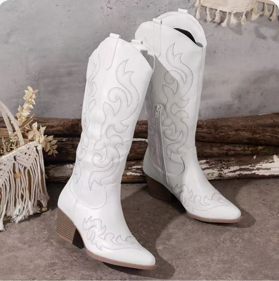 Saskia | Mens Cowboy Western Fashion Embroidered Slip on Boots - 7