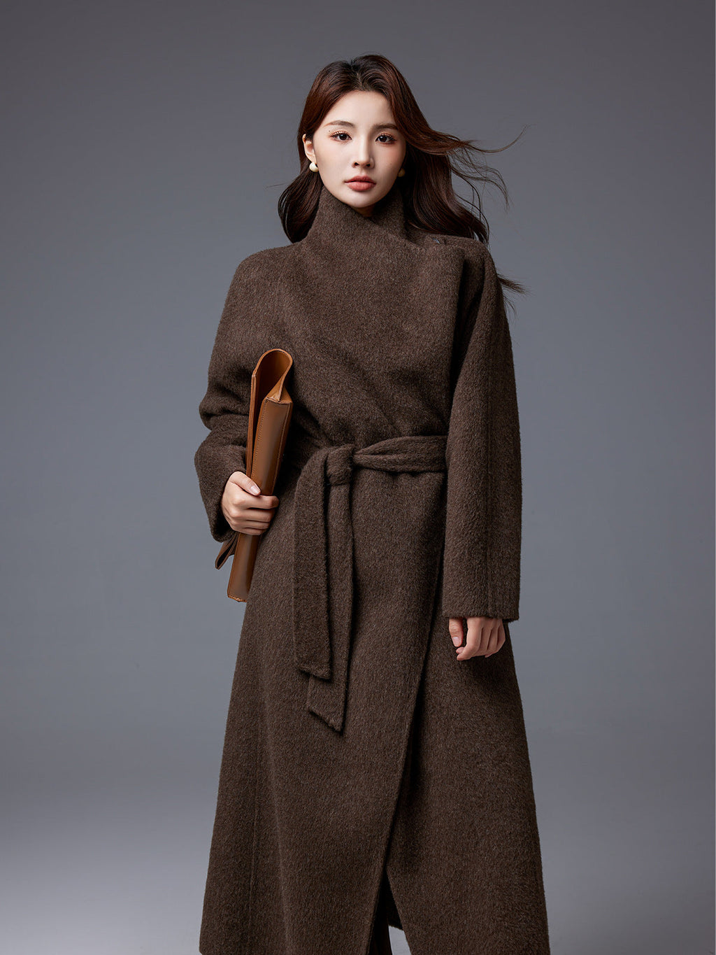 Nadia | Womens Wool Coat Long Stand Collar Winter Overcoat