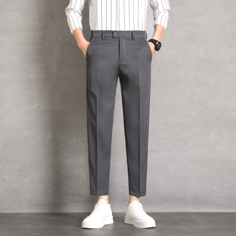 Lachlan | Mens Trousers Slim Fit Straight Leg High Waisted Smart Casual Pants