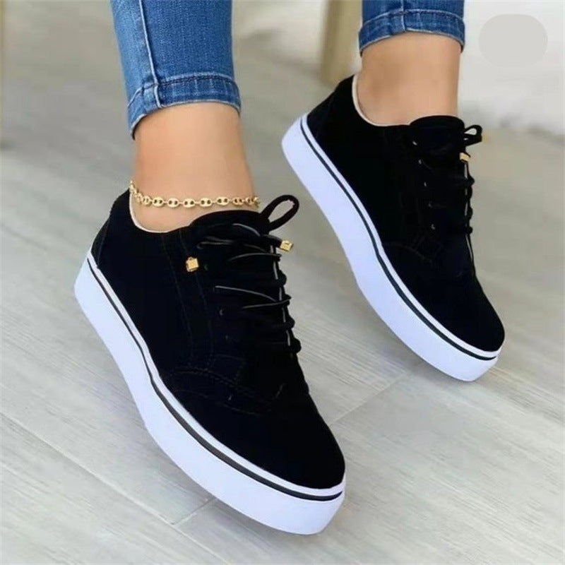 Lavinia | Womens Comfortable Lace Up Casual Flat Round Toe Shoes - 9