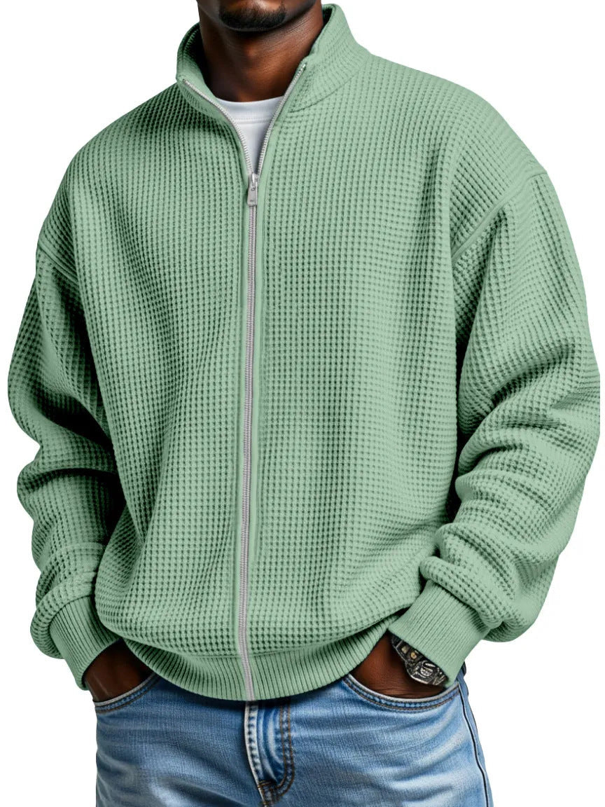 Ivor | Mens Waffle Jacket Stand Collar Zip Up Casual Jacket