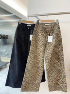 Esmee | Womens Wide Leg Jeans High Waisted Leopard Print Straight Leg Denim
