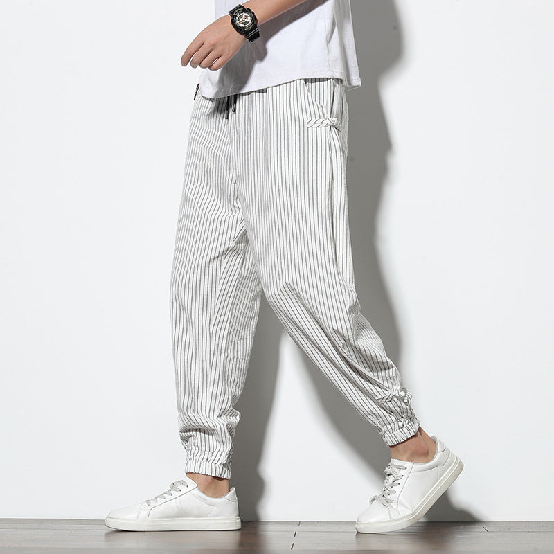 Roderick | Mens Linen Trousers Cotton Casual Tapered Trousers - 6