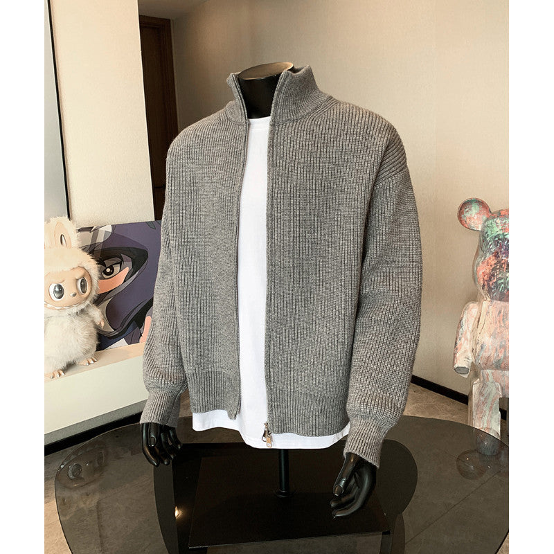 Tobias | Mens Cardigan Zip Knitted Stand Collar Casual Jacket - 7