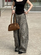 Esmee | Womens Wide Leg Jeans High Waisted Leopard Print Straight Leg Denim