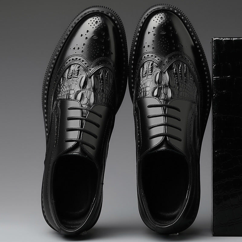 Baxter | Mens Leather Brogue Business Formal Casual Wedding Shoes - 4
