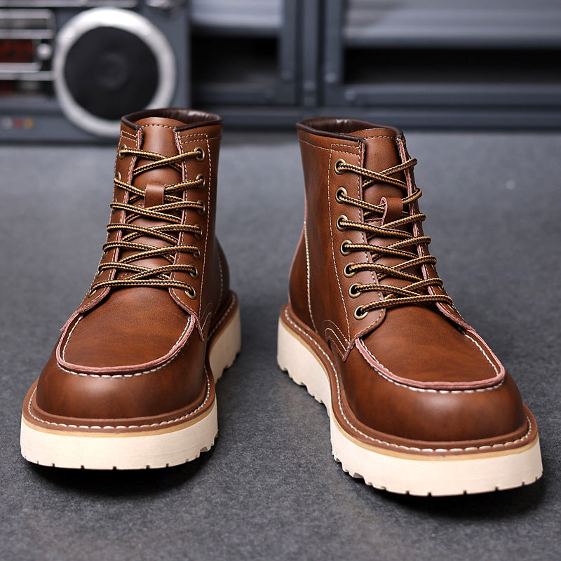 Florian | Mens Leather Work Boots Retro Motorcycle British Style Boots - 6