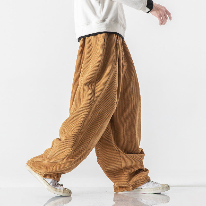 Marcus | Mens Corduroy Wide Leg Casual Loose Straight Trousers - 2