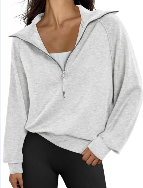 Fenella | Womens Yoga Top Long Sleeve Half Zip Stand Collar Running Fitness Top
