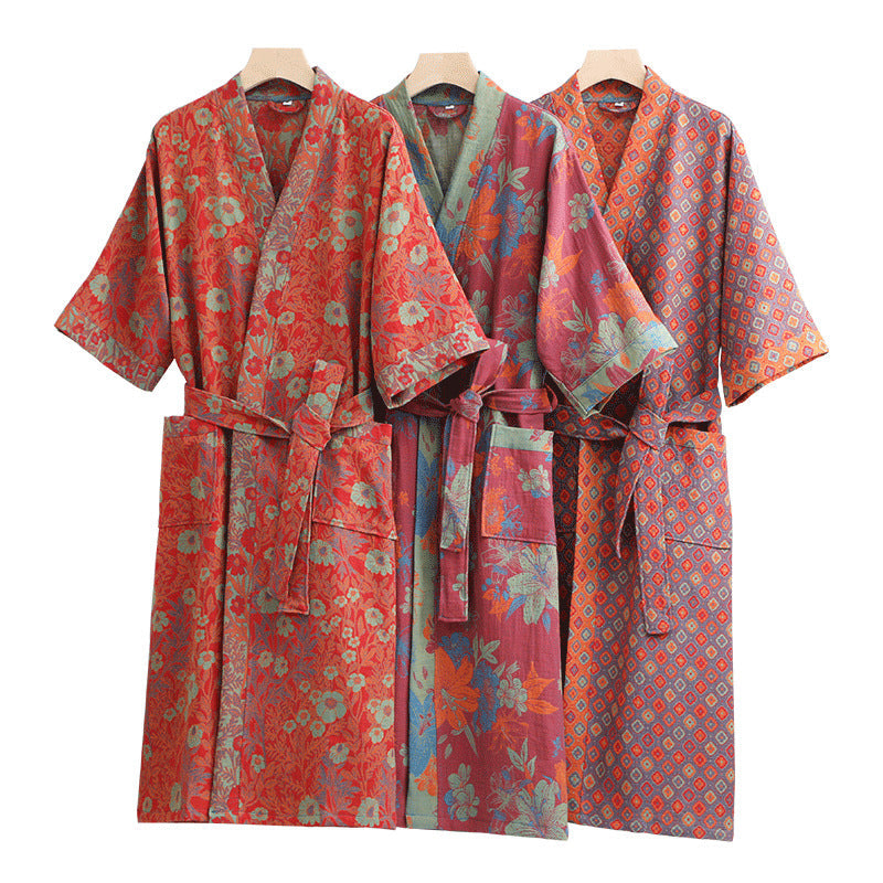 Petra | Womens Dressing Gown Cotton Gauze Bathrobe Robe
