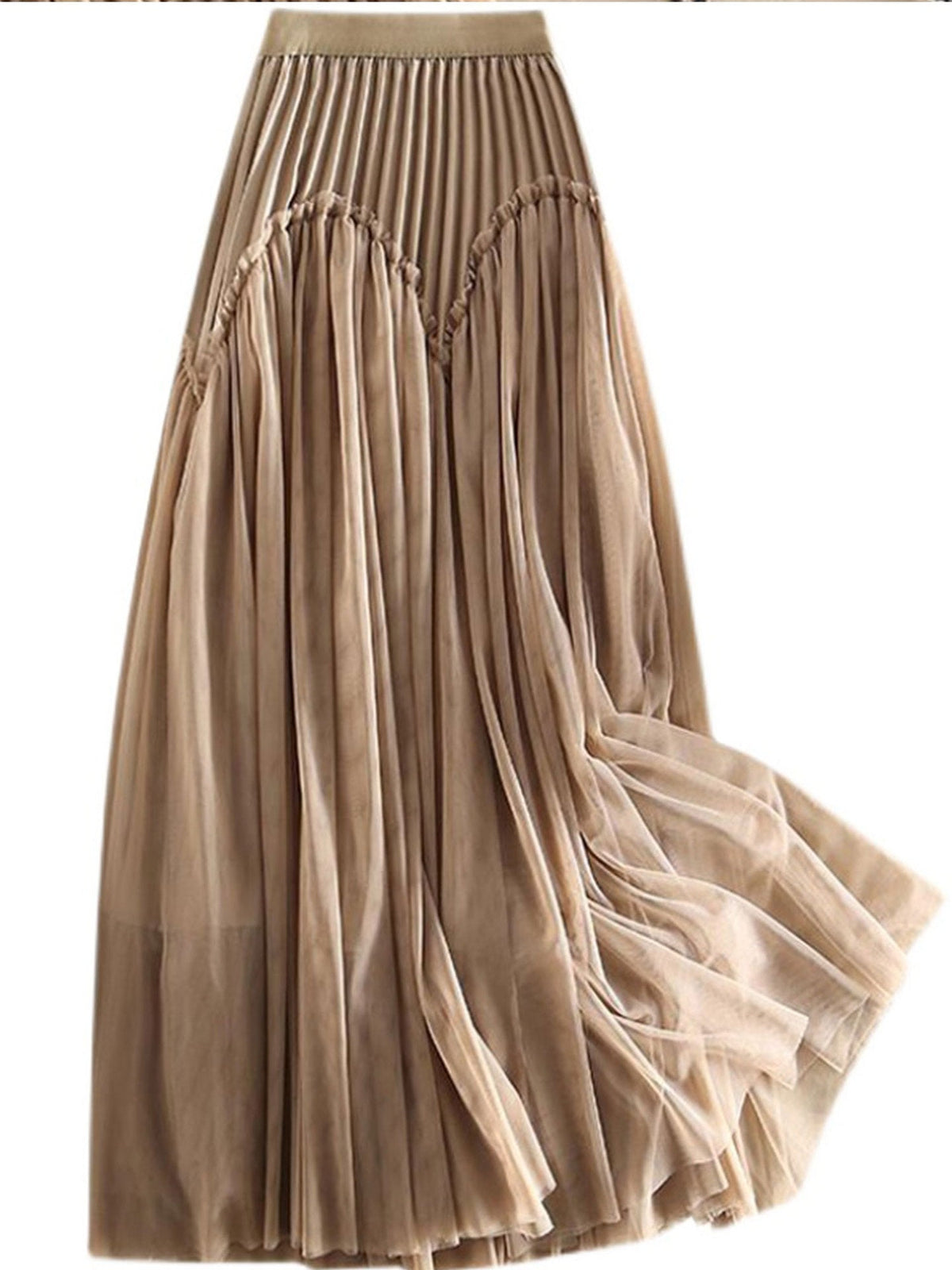 Briony | Womens Skirt A Line Pleated Mesh Midi Skirt