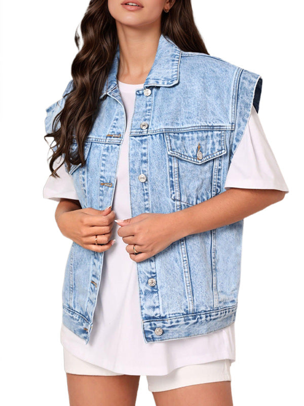 Beatrice | Womens Sleeveless Denim Gilet Jacket