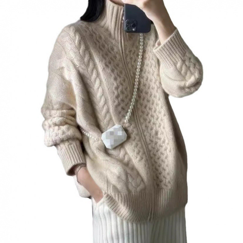 Rufus | Womens Cardigan Knitted Jumper Zip Turtleneck Sweater Jacket - 5