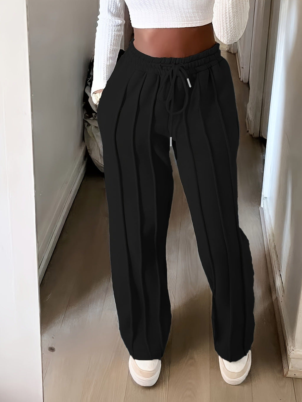 Judd | Womens Wide Leg High Waisted Pleated Palazzo Casual Trousers - 1