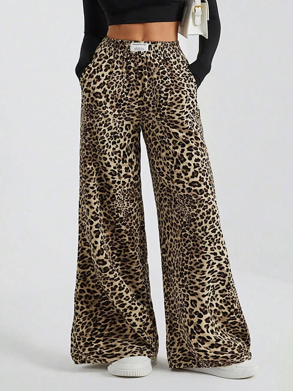 Iris | Womens Wide Leg Trousers Leopard Print High Waisted Palazzo Casual Pants