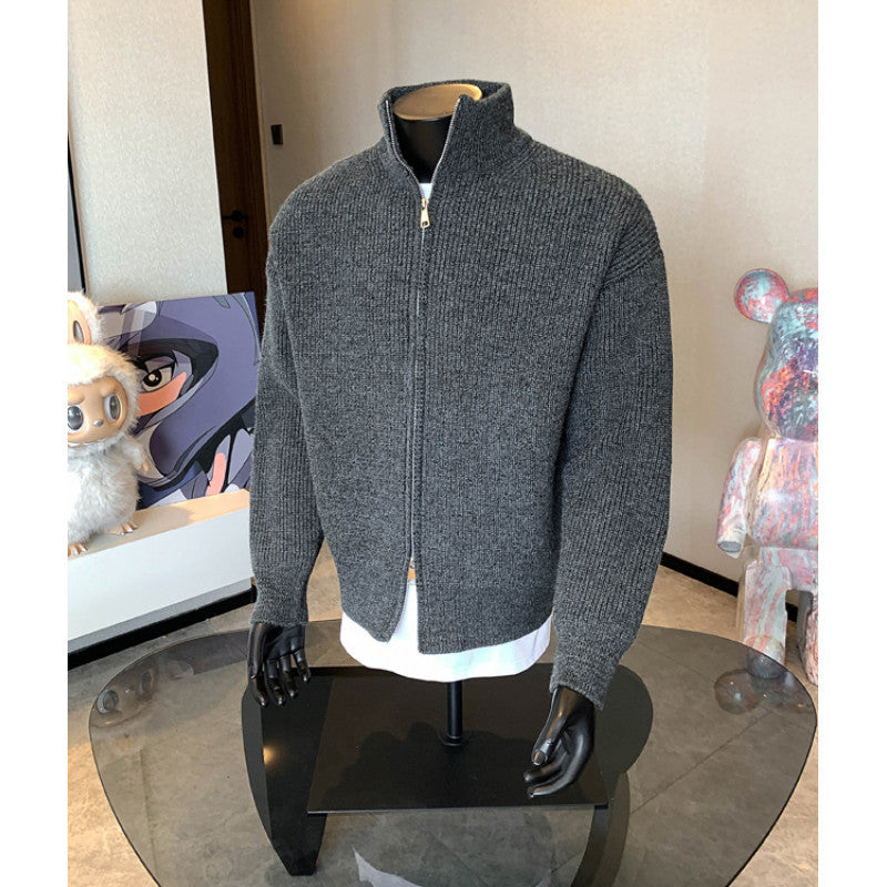 Tobias | Mens Cardigan Zip Knitted Stand Collar Casual Jacket - 3