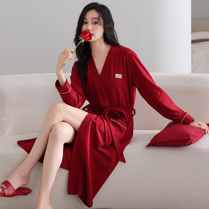 Ambrose | Womens Dressing Gown Cotton Bathrobe Robe Loungewear