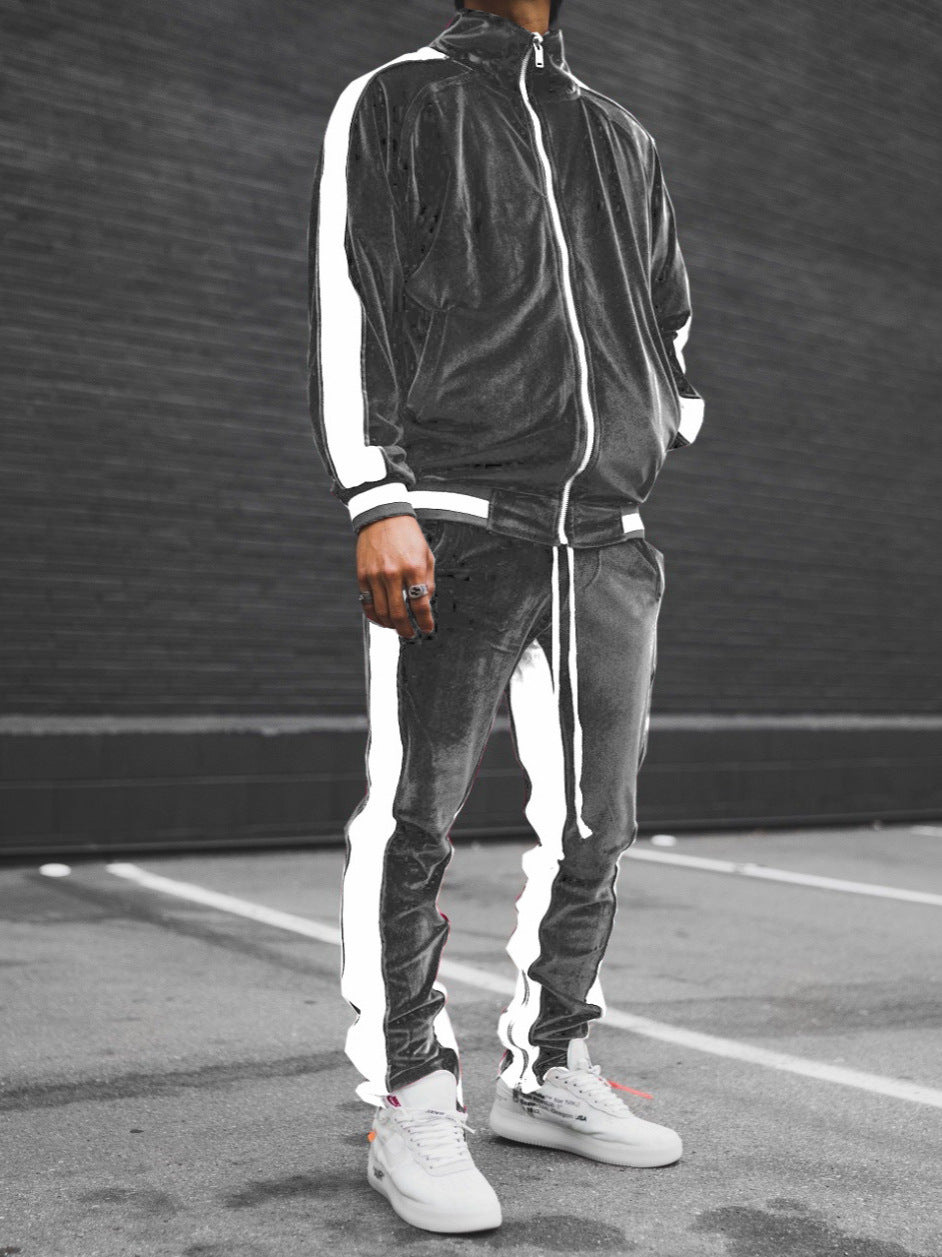 Anouk | Mens Tracksuit Velvet Two Piece Set Jacket Joggers Loungewear