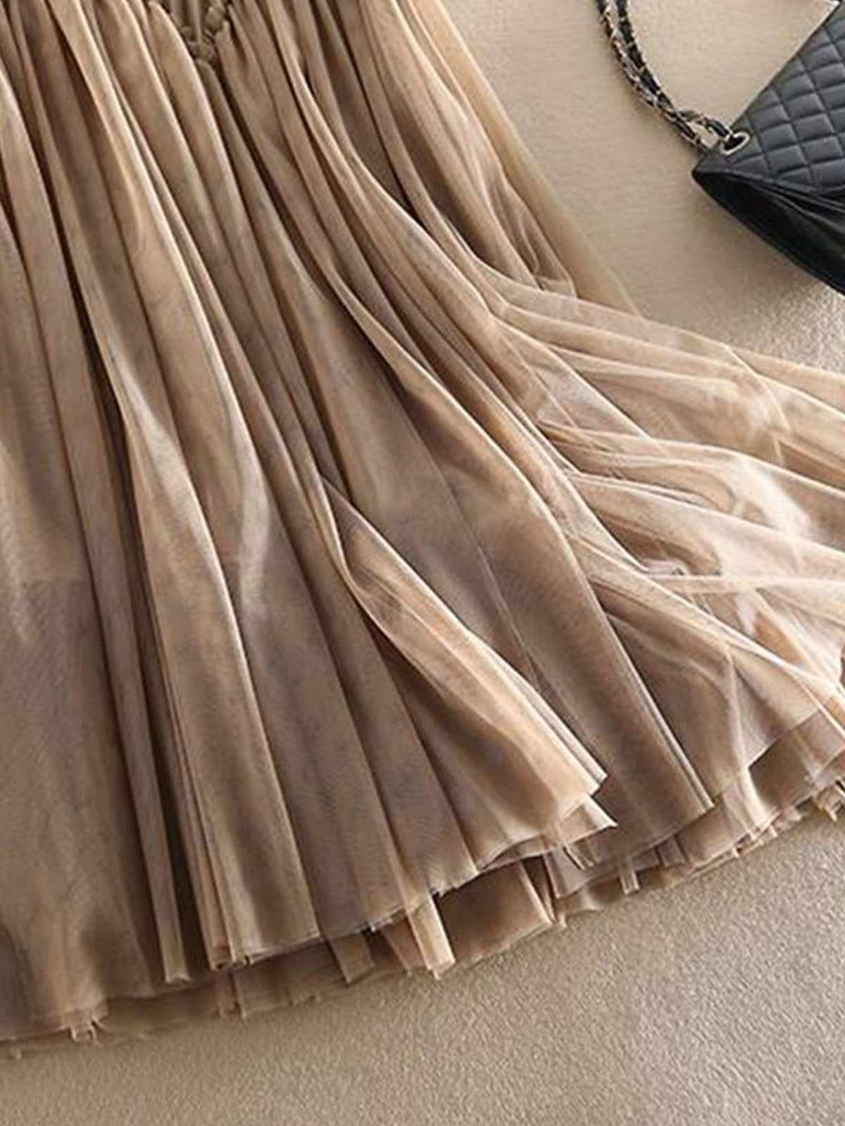 Briony | Womens Skirt A Line Pleated Mesh Midi Skirt