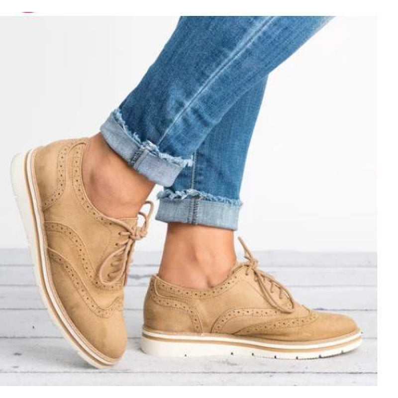 Noor | Womens Brogues Lace Up Flat Leather Shoes Loafers Oxford