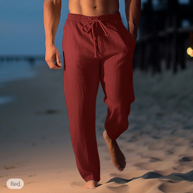 Magnus | Mens Linen Straight Breathable Casual Summer Lightweight Trousers - 13