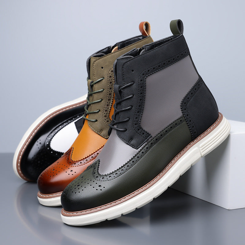 Blythe | Mens Leather Lace Up Combat Military Mid Calf Boots - 1