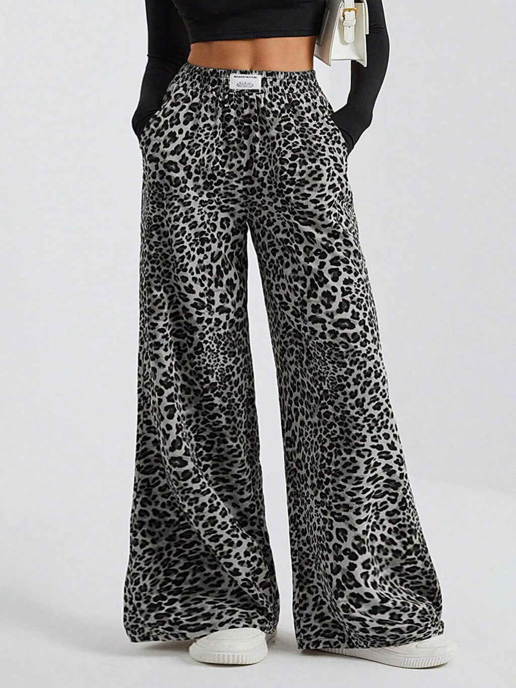 Iris | Womens Wide Leg Trousers Leopard Print High Waisted Palazzo Casual Pants