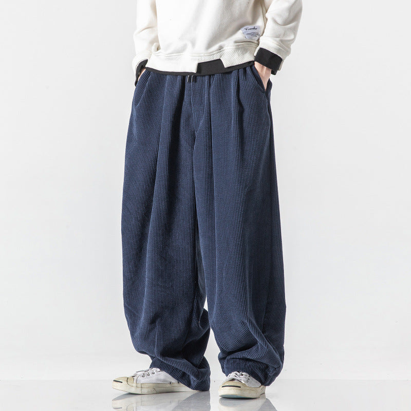 Marcus | Mens Corduroy Wide Leg Casual Loose Straight Trousers - 1