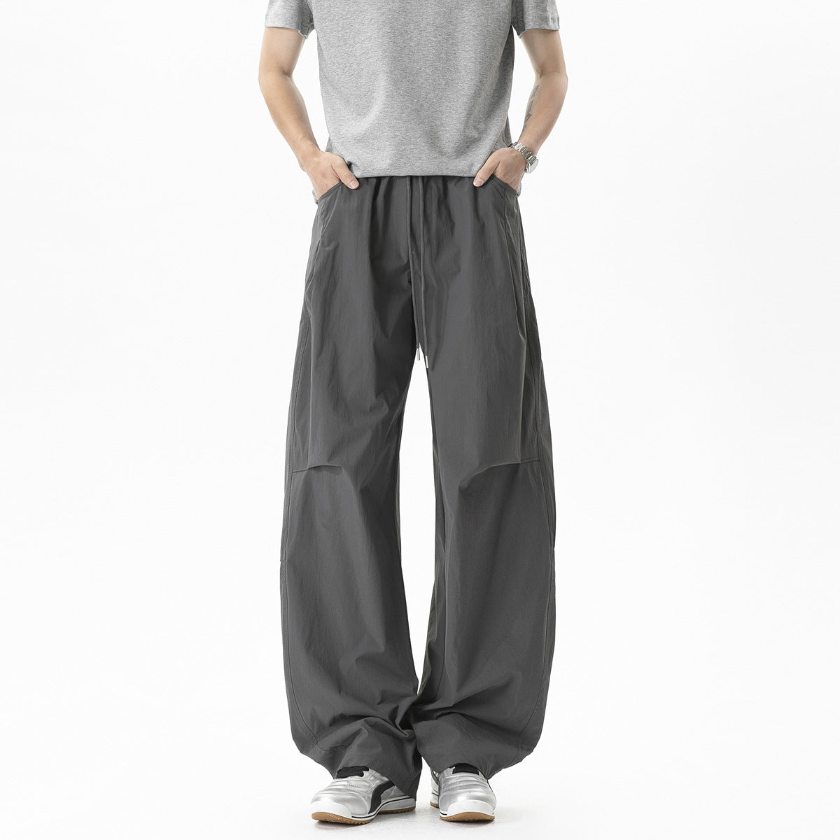 Gustav | Mens Trousers Lightweight Pleated Wide Leg Casual Pants