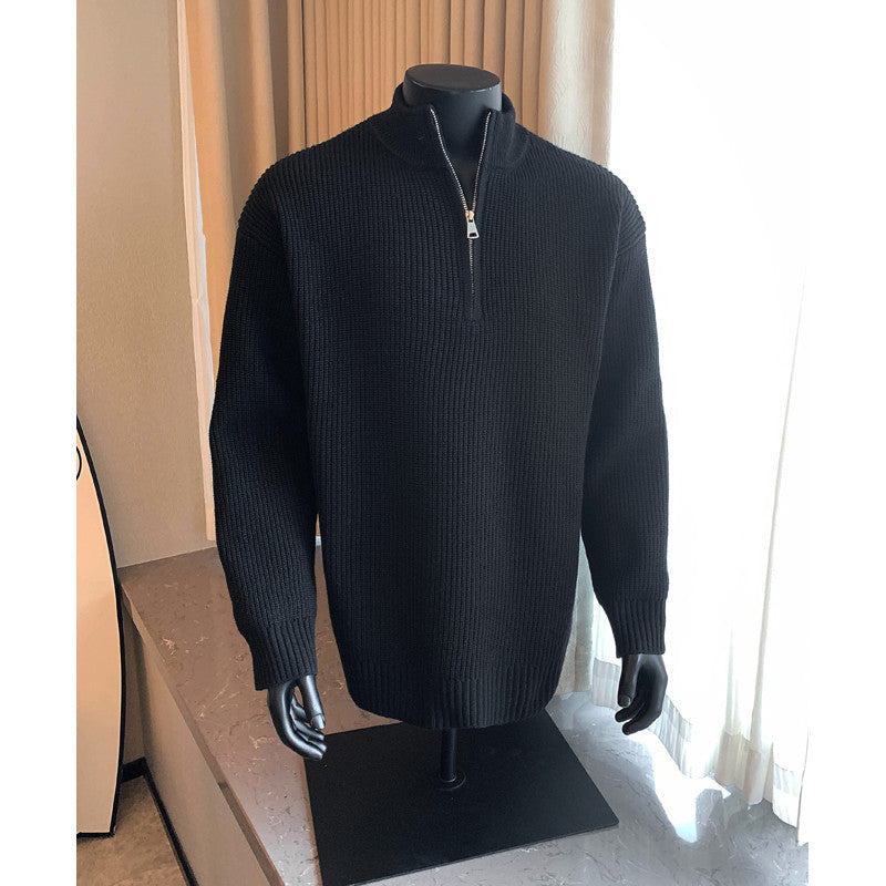 Evander | Mens Knitted Wool Half Zip Long Sleeve Jumper - 4