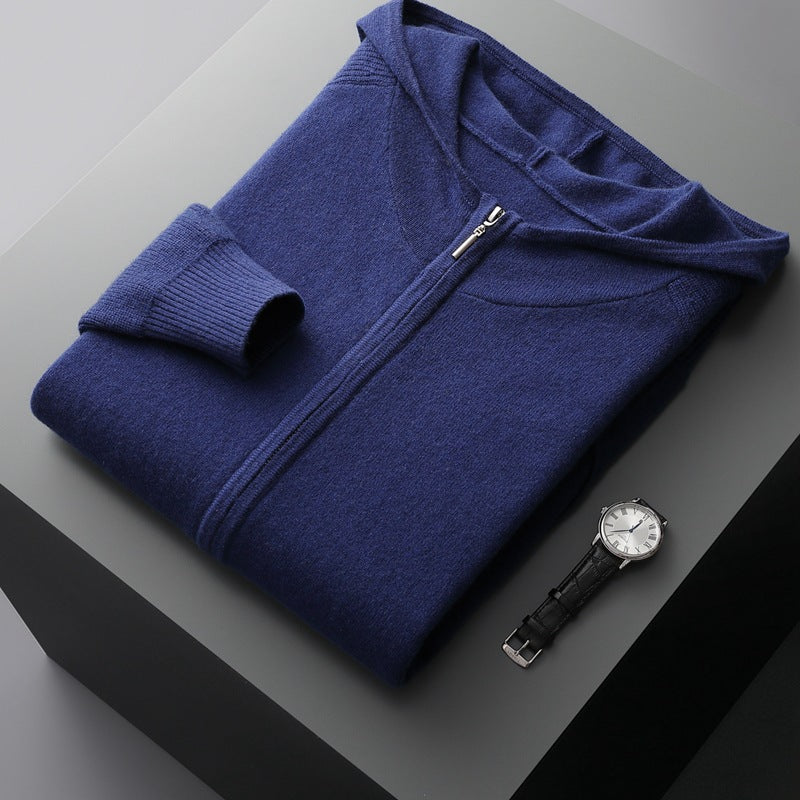 Della | Mens Knitted Tracksuit Two Piece Set Hooded Cardigan Joggers Wool