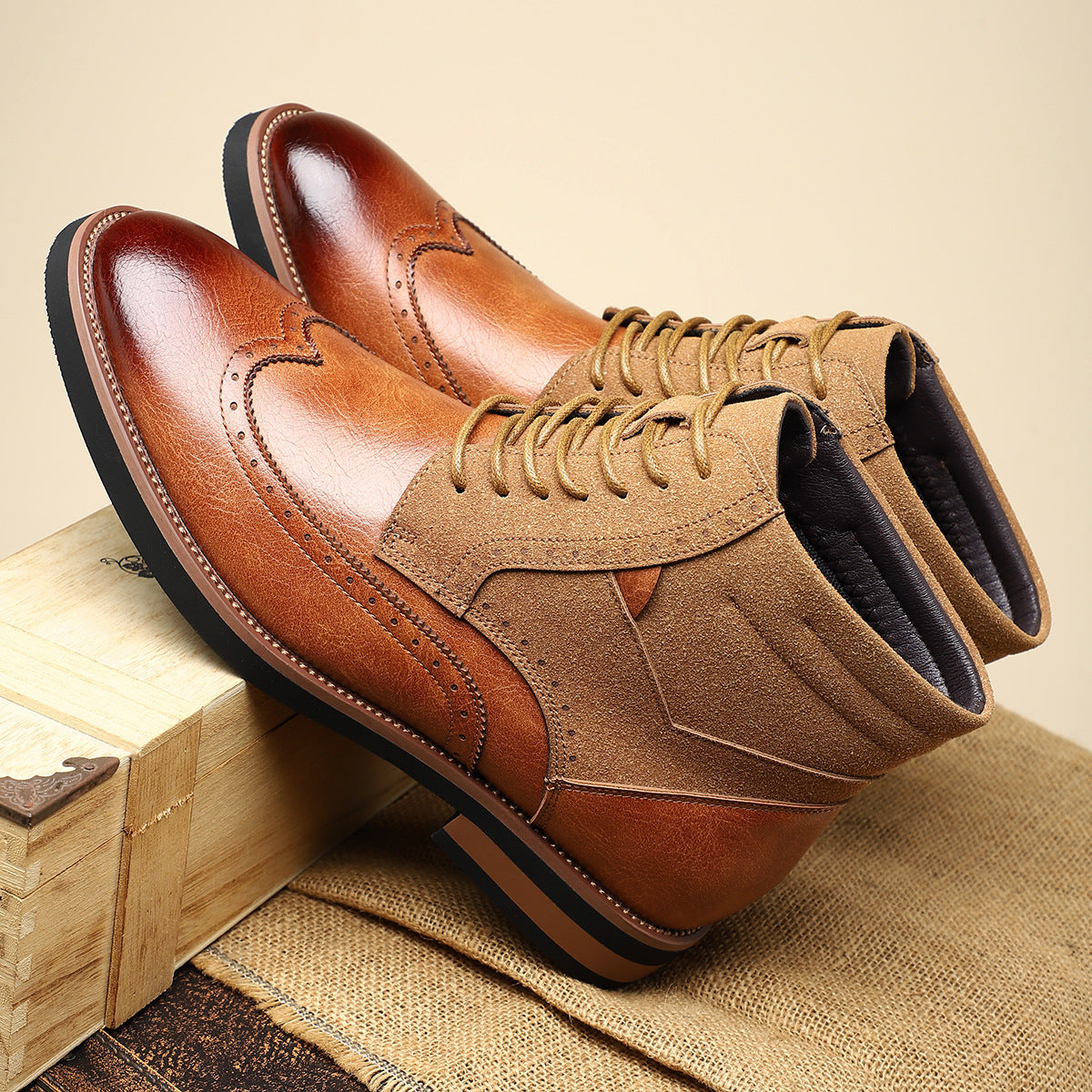Nikolai | Mens Boots Leather Ankle Boots British Retro Casual Boots - 4