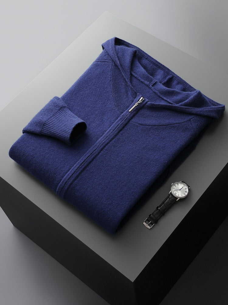 Della | Mens Knitted Tracksuit Two Piece Set Hooded Cardigan Joggers Wool