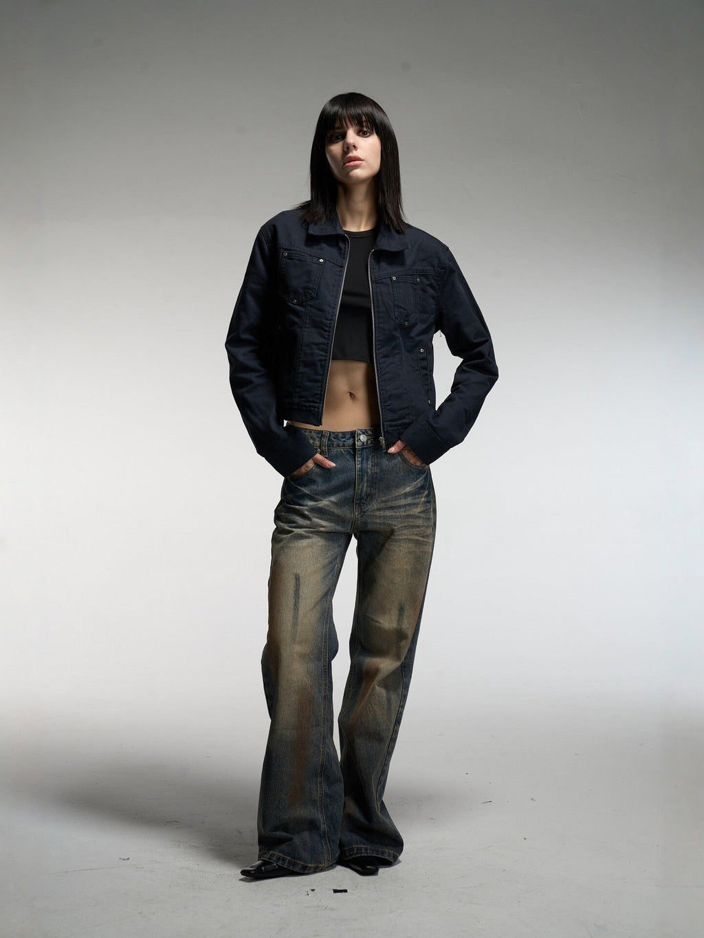 Freya | Womens Cropped Vintage Denim Jacket