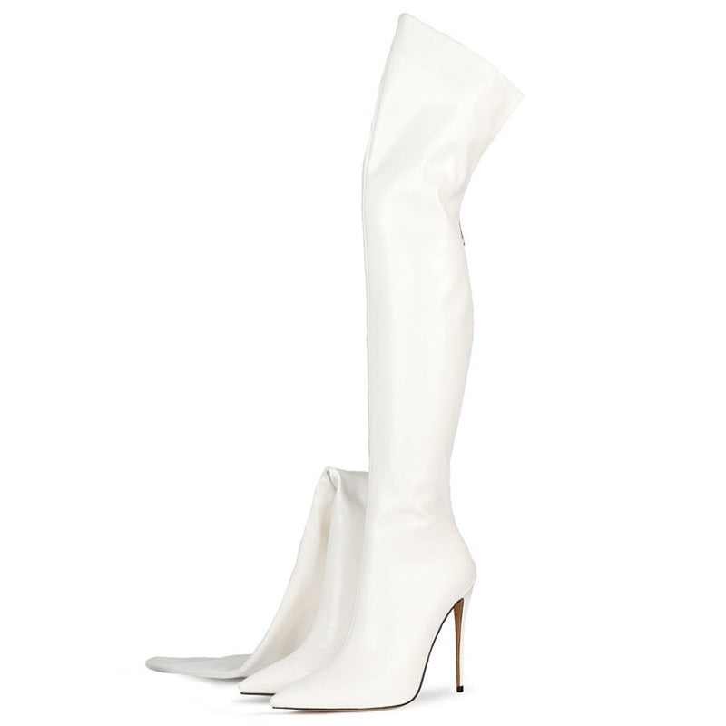 Camilla | Womens Knee High Heeled Pointed Toe Leather Long Boots - 6
