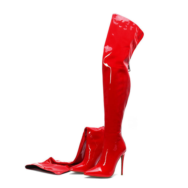 Camilla | Womens Knee High Heeled Pointed Toe Leather Long Boots - 7