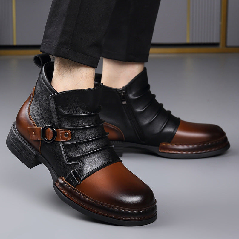 Ambrose | Mens Leather Ankle Boots Biker Boots High Top Boots - 4