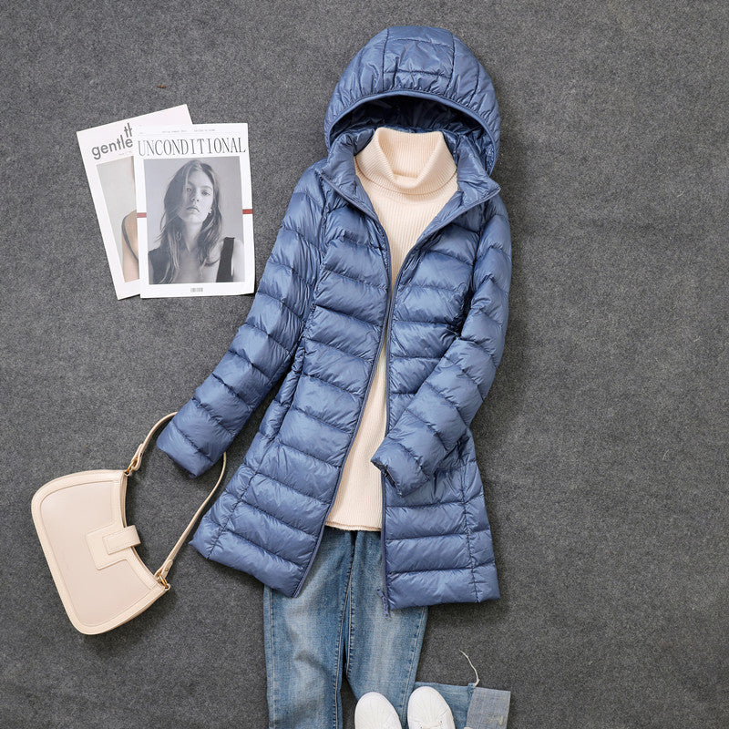Pascal | Womens Puffer Jacket Hooded Longline Lightweight Long Puffer Coat - 9