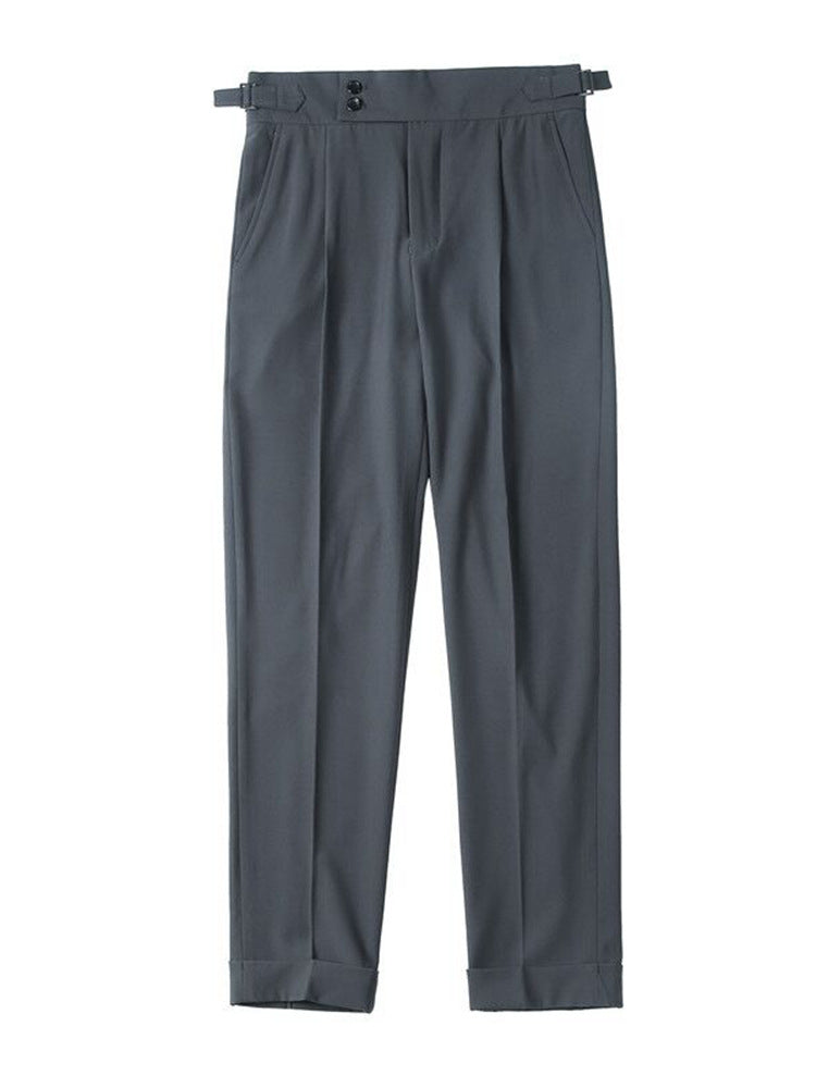 Lachlan | Mens Trousers Slim Fit Straight Leg High Waisted Smart Casual Pants