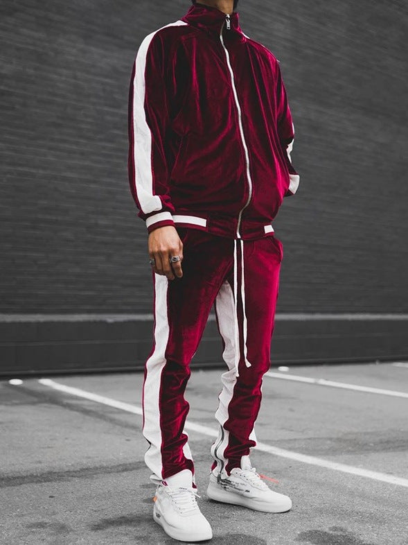 Anouk | Mens Tracksuit Velvet Two Piece Set Jacket Joggers Loungewear
