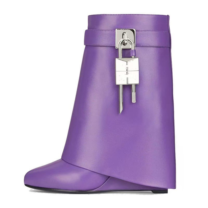 Odette | Womens Platform Boots Heeled Buckle Round Toe Ankle Boots