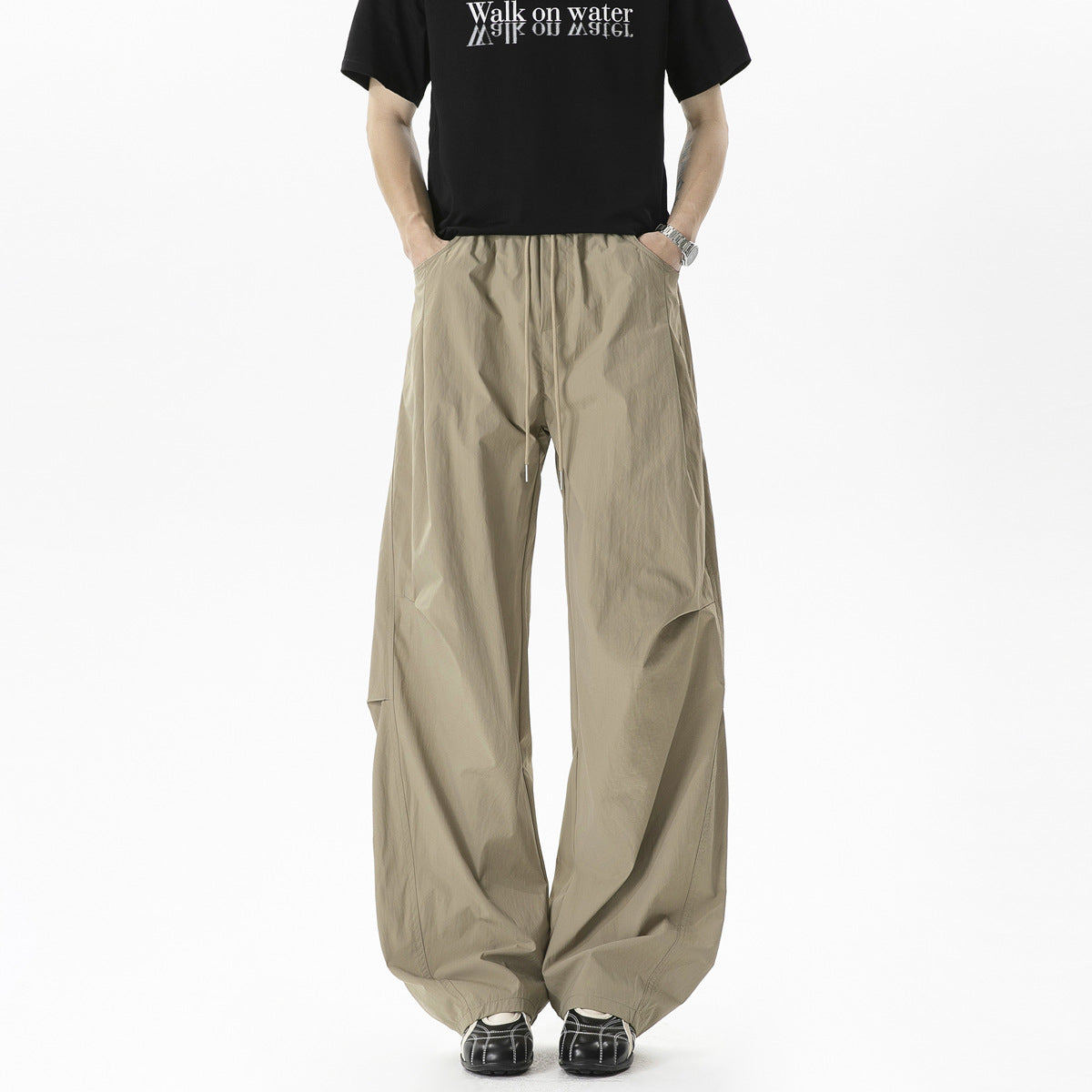 Gustav | Mens Trousers Lightweight Pleated Wide Leg Casual Pants
