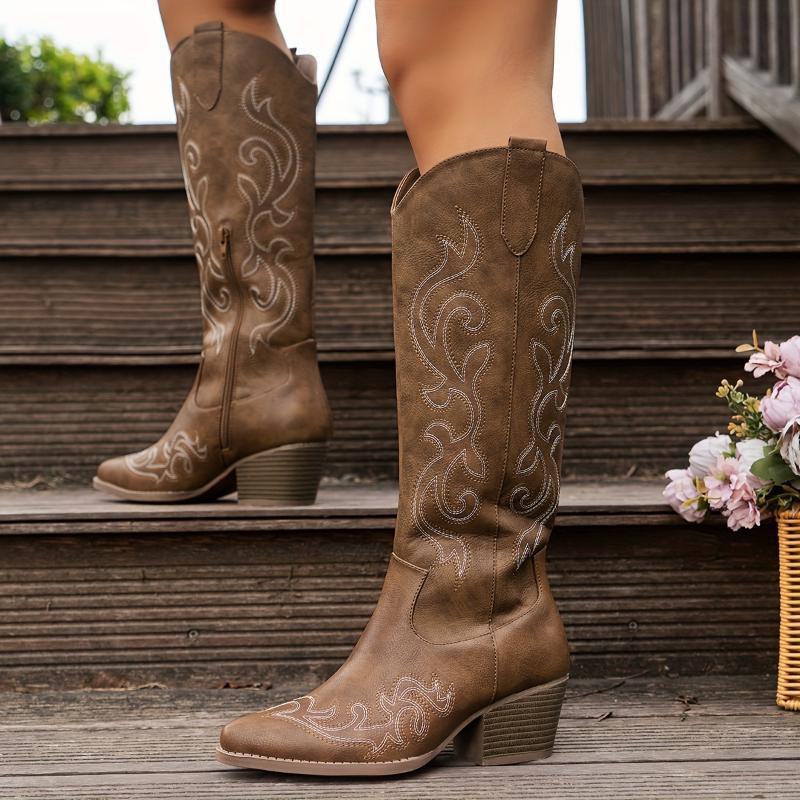 Saskia | Mens Cowboy Western Fashion Embroidered Slip on Boots - 1