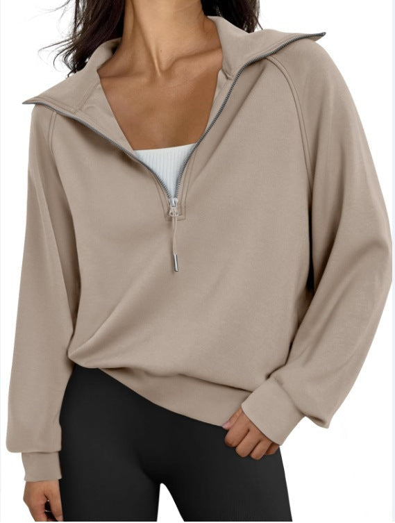 Fenella | Womens Yoga Top Long Sleeve Half Zip Stand Collar Running Fitness Top