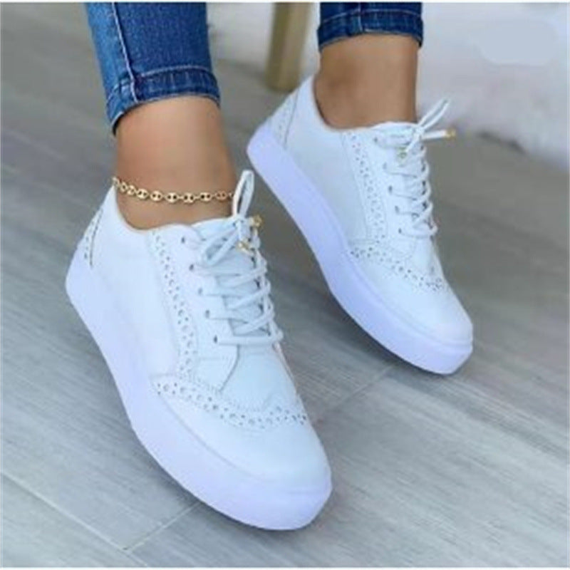 Lavinia | Womens Comfortable Lace Up Casual Flat Round Toe Shoes - 8